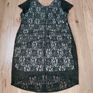 Lace Formal Midi Dress Black Plus Size 26 Wedding Event Cocktail